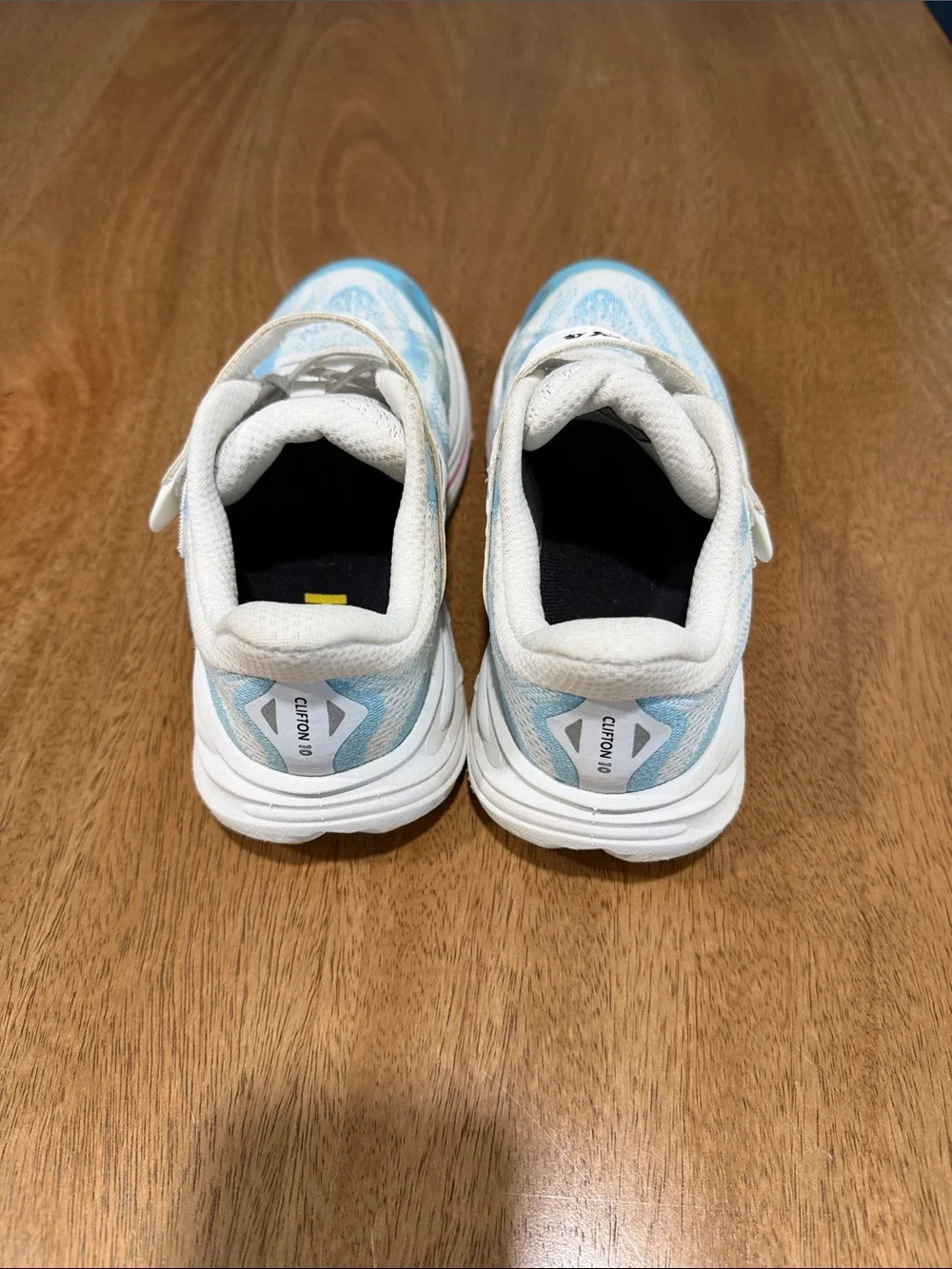 Hoka Kids Light Blue and White Hook-and-Loop Sneakers